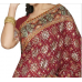 Splendid Maroon Colored Embroidered Faux Georgette Saree
